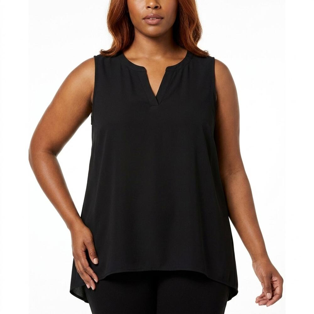 Carmen Marc Valvo Polyester Blend Black Lightweight Top Women Size M - Picture 1 of 11
